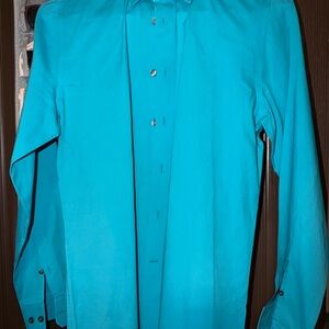 Express Men's Long-Sleeve Dress Shirt in Turquoise